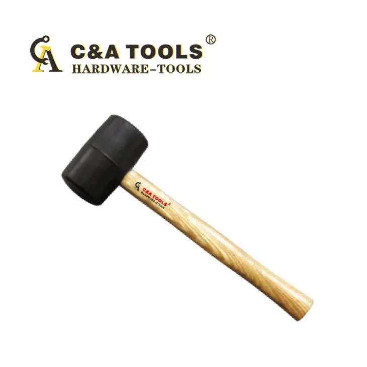 Black Rubber Mallet with Wooden Handle